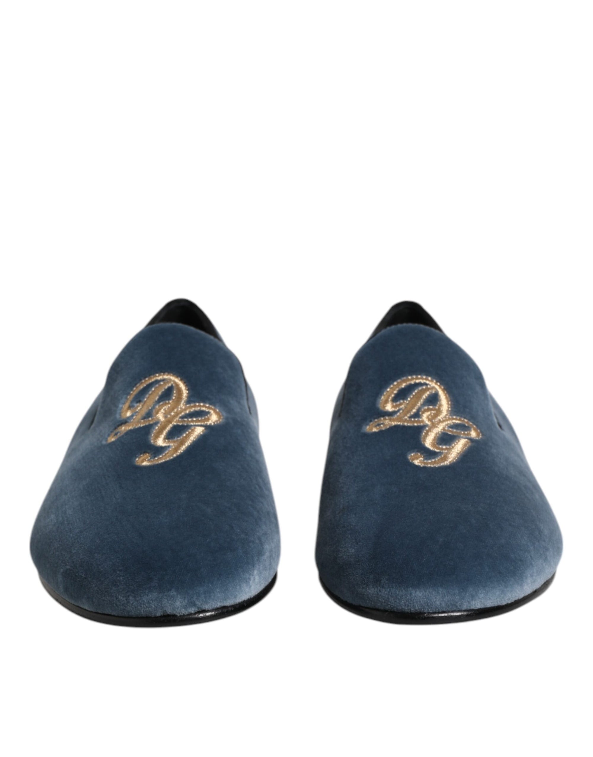 Dolce & Gabbana Blue Velvet Loafers Dress Shoes