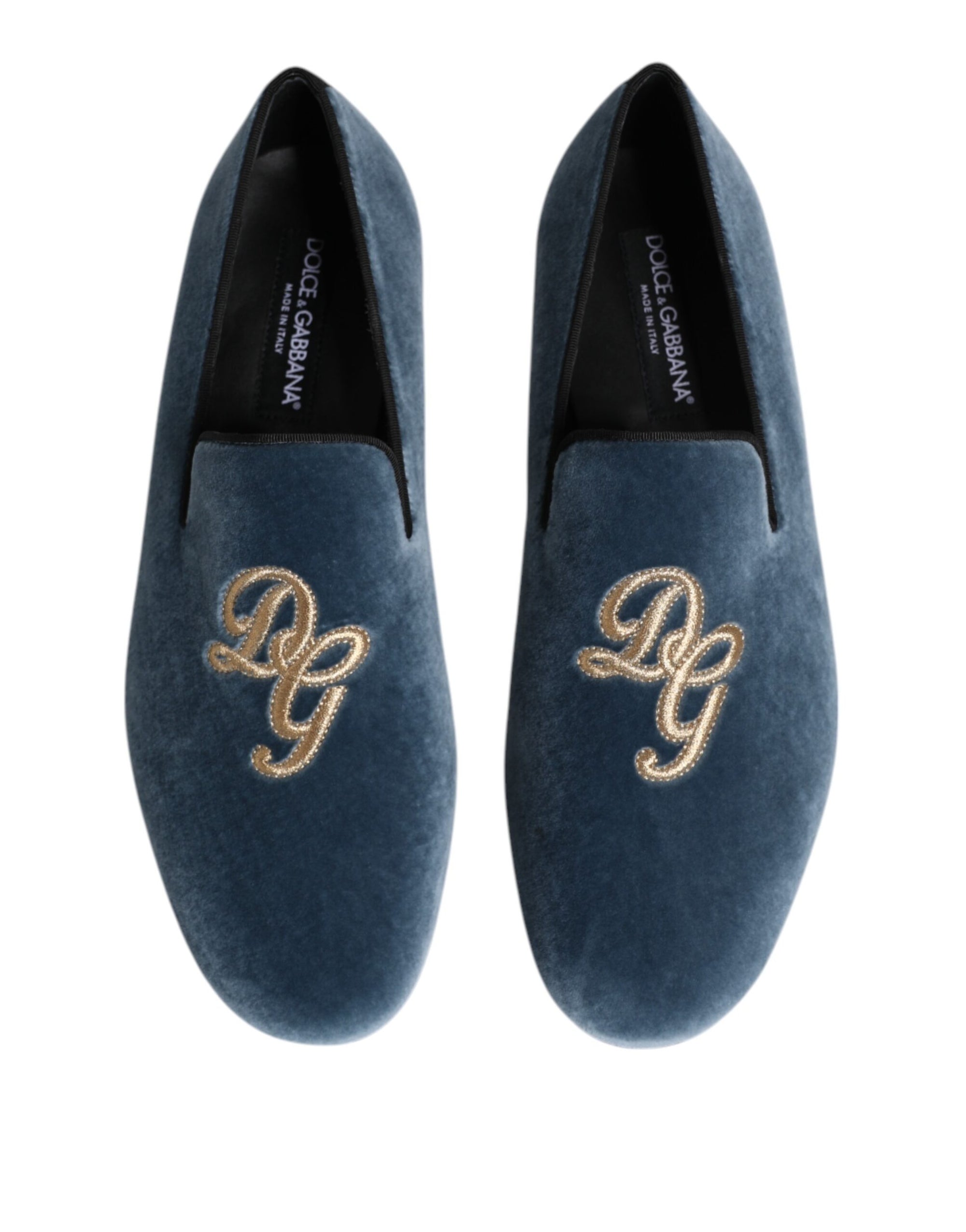 Dolce & Gabbana Blue Velvet Loafers Dress Shoes