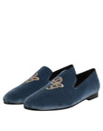 Dolce & Gabbana Blue Velvet Loafers Dress Shoes