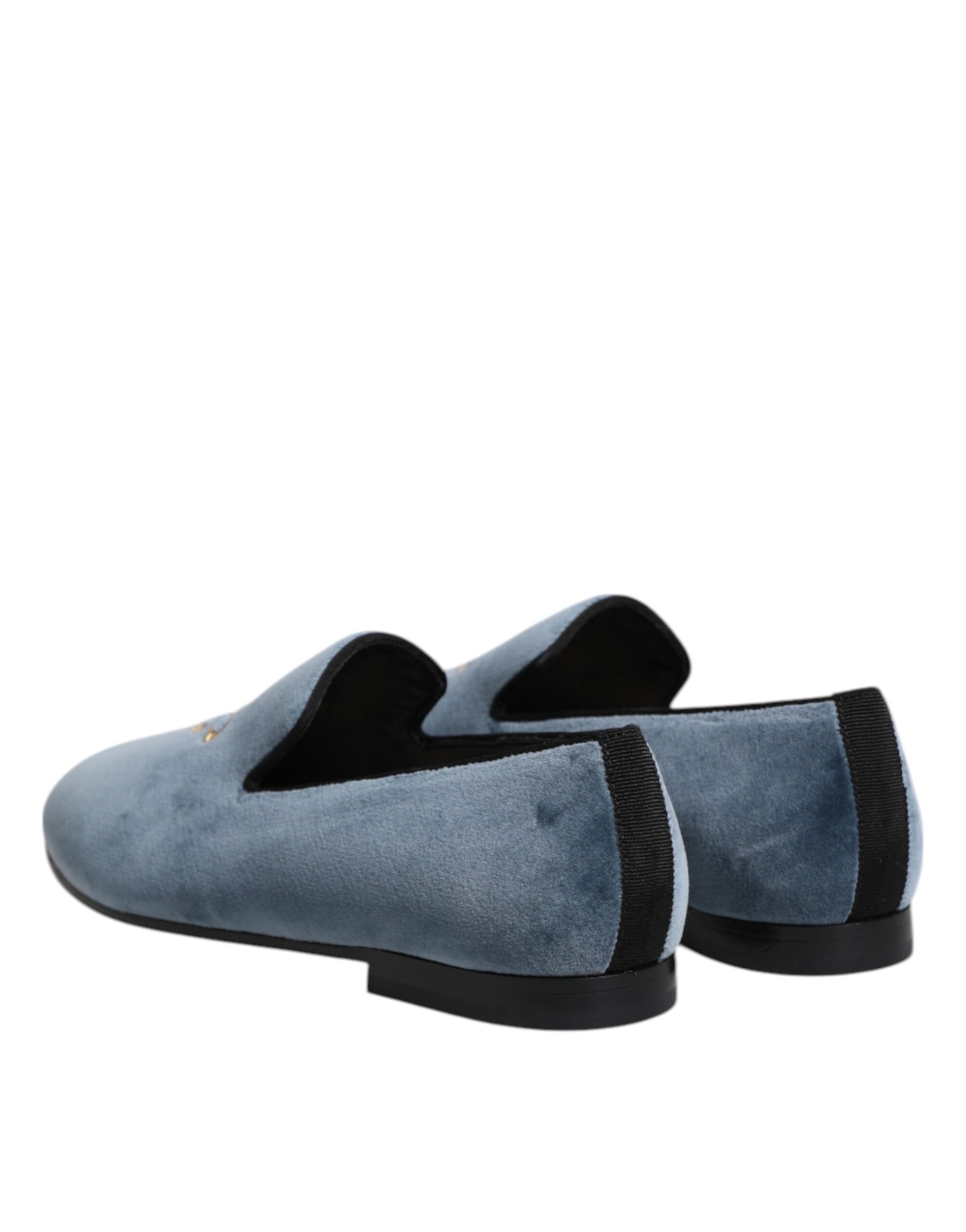Dolce & Gabbana Blue Velvet Loafers Dress Shoes
