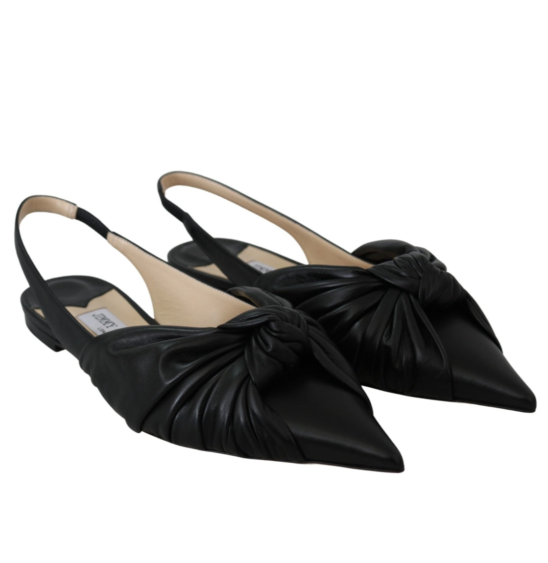 Jimmy Choo Black Pointed Toe Leather Pump Flats