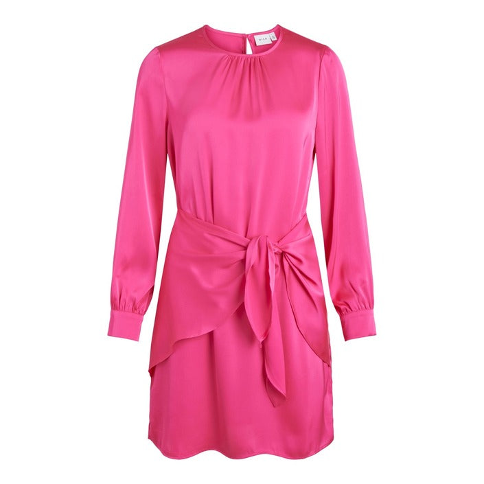 Vila Clothes Hot Pink Long Sleeve Winter Mini Dress