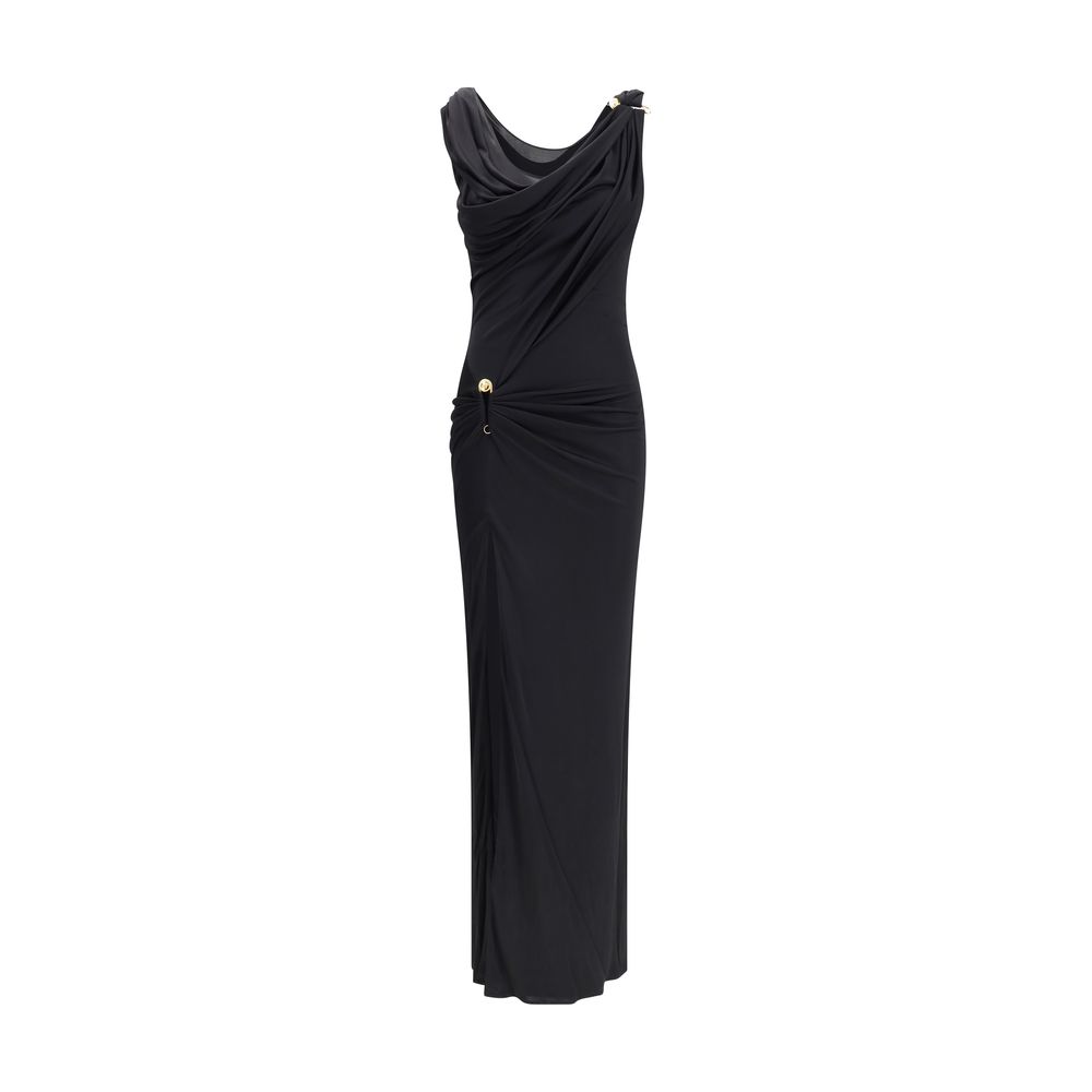 Versace Draped Black Maxi Dress