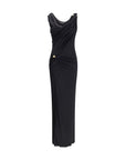 Versace Draped Black Maxi Dress