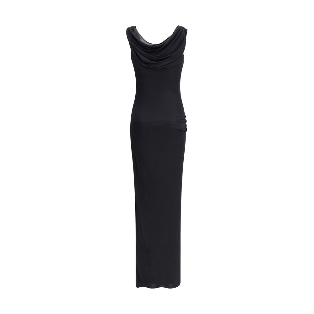 Versace Draped Black Maxi Dress