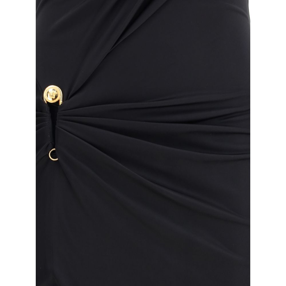 Versace Draped Black Maxi Dress