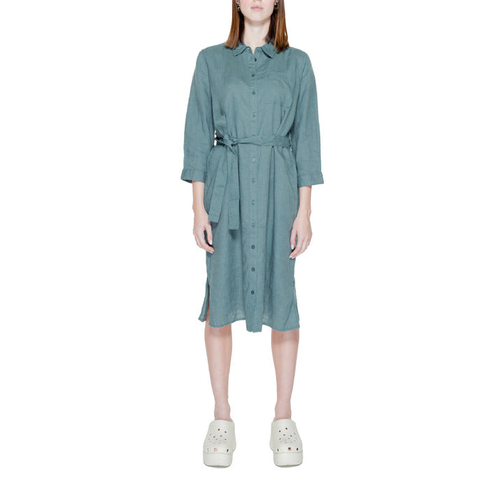 Street One 100% Linen Shirt Dress - green