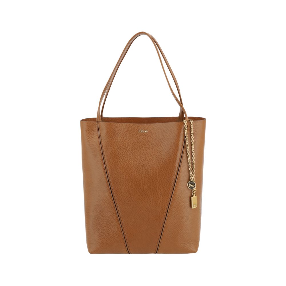 Chloé Spin Medium Tan Brown Leather Tote & Shoulder Bag