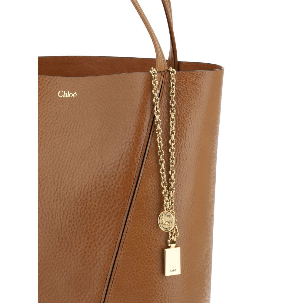 Chloé Spin Medium Tan Brown Leather Tote & Shoulder Bag