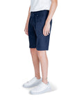 Antony Morato Minimalist Linen-Blend Navy Blue/Beige Shorts