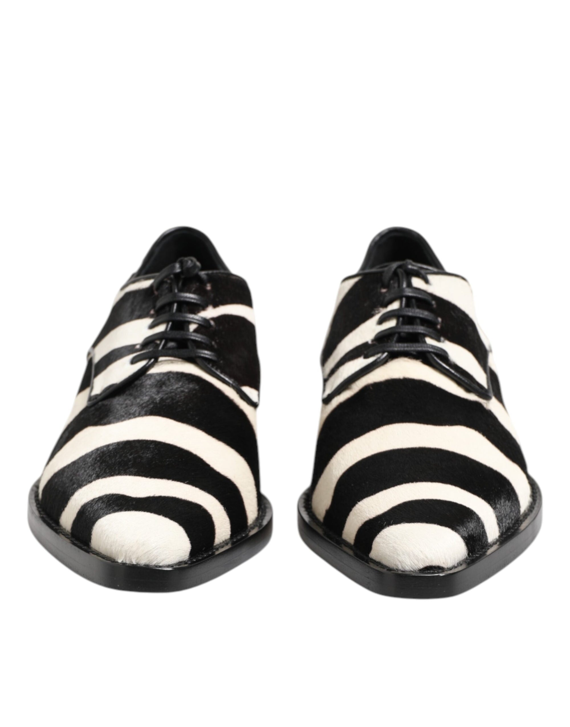 Dolce & Gabbana Black & White Zebra Stripe Derby Formal Shoes