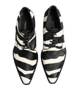 Dolce & Gabbana Black & White Zebra Stripe Derby Formal Shoes