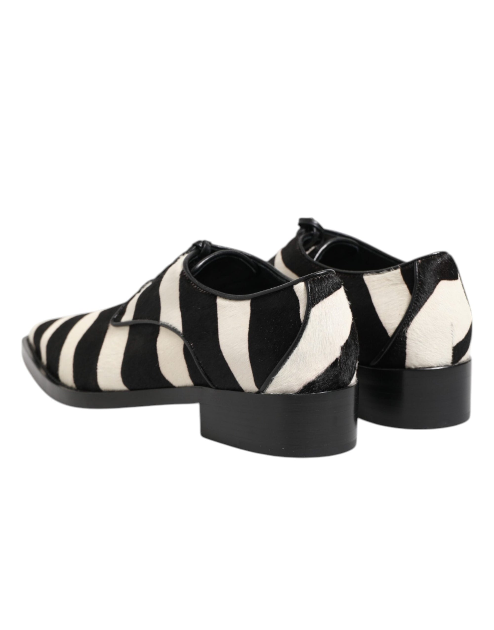 Dolce & Gabbana Black & White Zebra Stripe Derby Formal Shoes