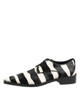 Dolce & Gabbana Black & White Zebra Stripe Derby Formal Shoes