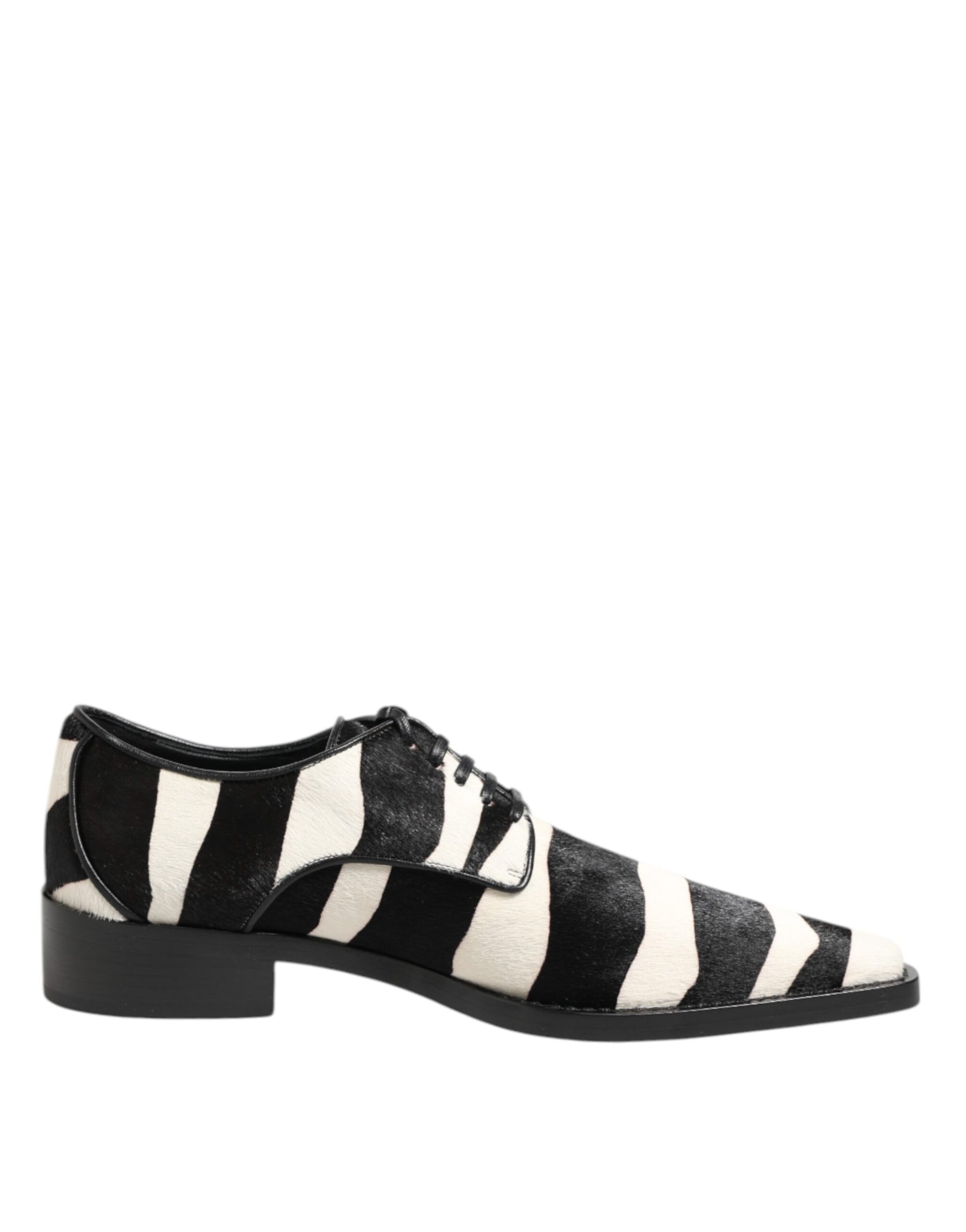 Dolce &amp; Gabbana Black &amp; White Zebra Stripe Derby Formal Shoes