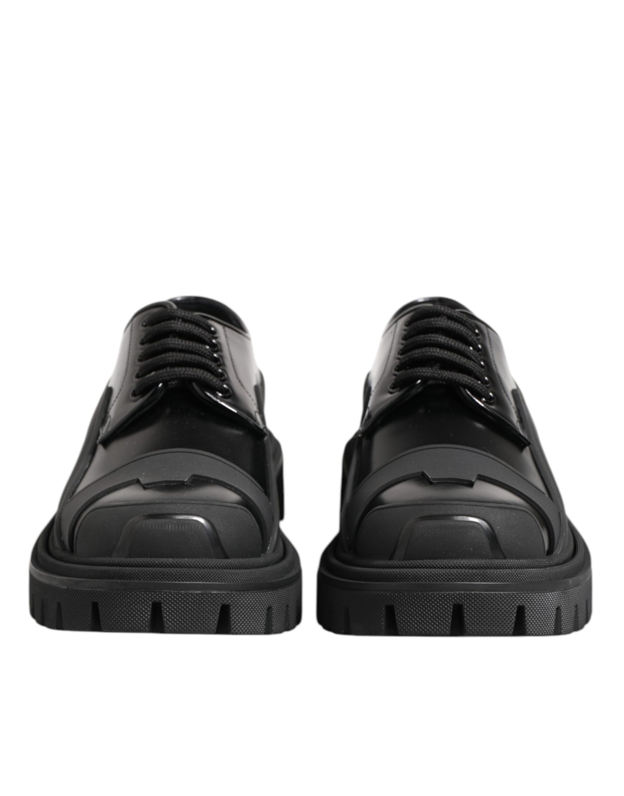 Dolce & Gabbana Black Patent Leather Casual Derby Shoes