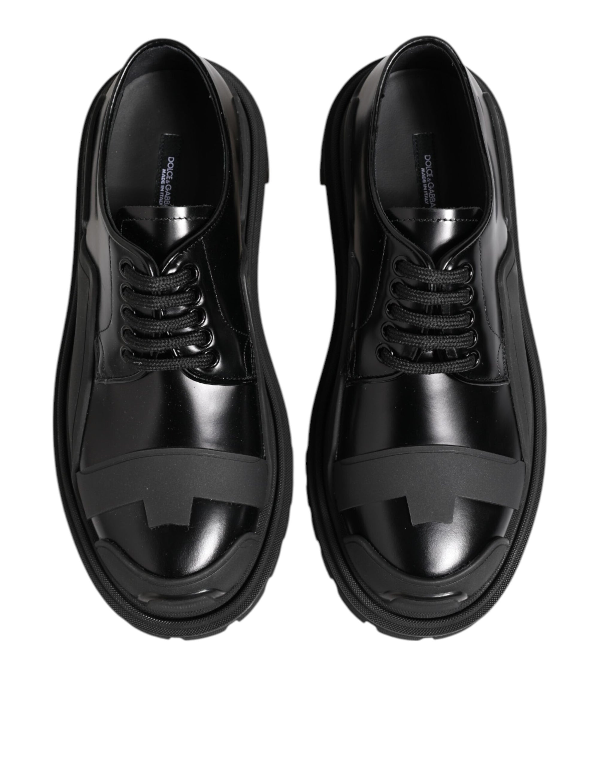 Dolce & Gabbana Black Patent Leather Casual Derby Shoes