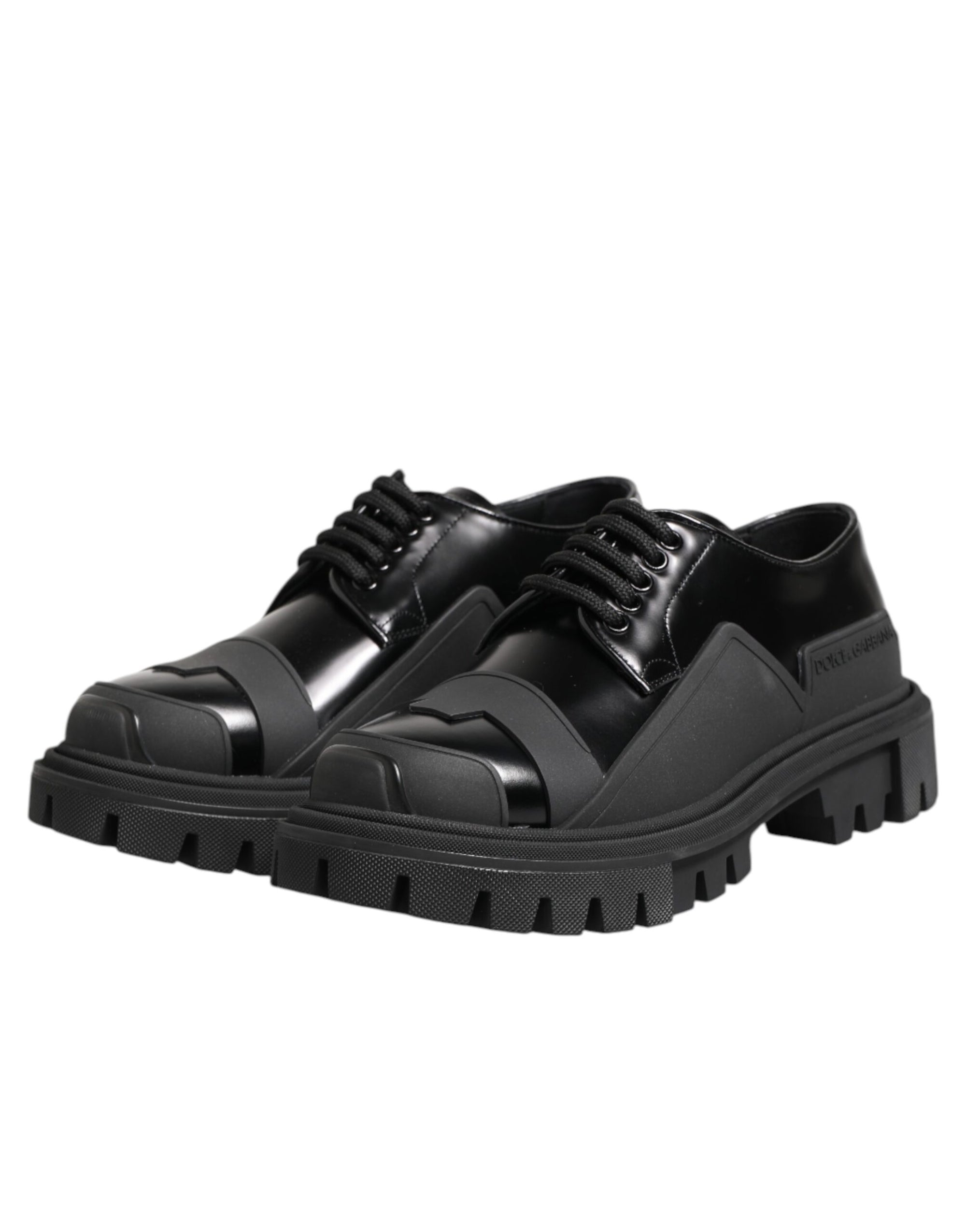 Dolce & Gabbana Black Patent Leather Casual Derby Shoes