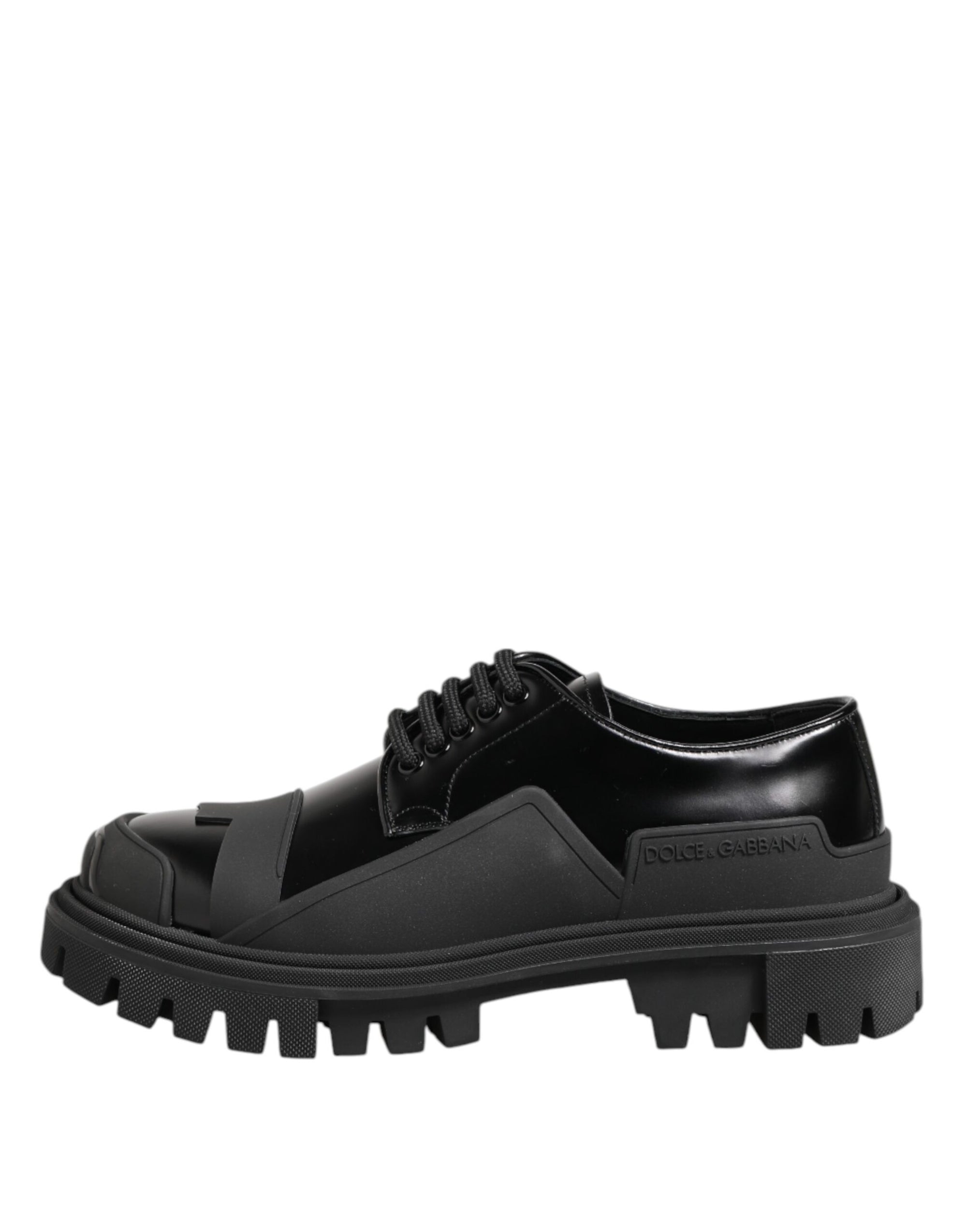 Dolce & Gabbana Black Patent Leather Casual Derby Shoes