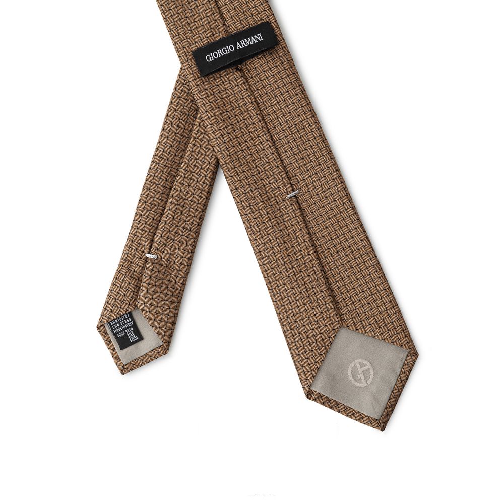 Giorgio Armani Geometric Brown Silk Suit Tie