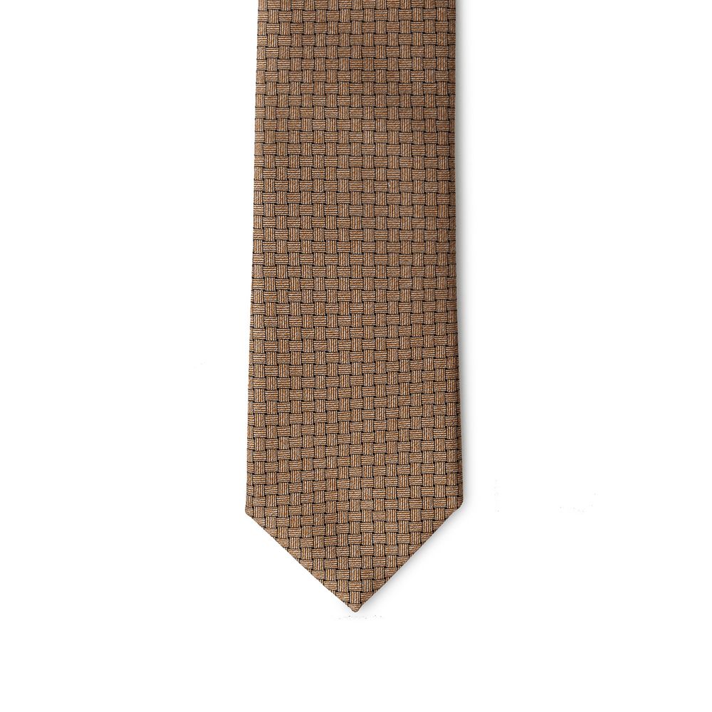 Giorgio Armani Geometric Brown Silk Suit Tie