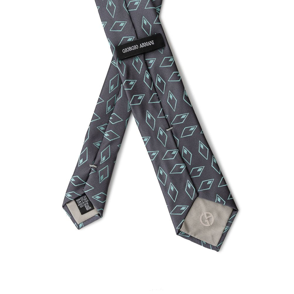 Giorgio Armani Geometric Gray/Grey Silk Suit Tie