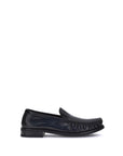 all black brushed leather loafers