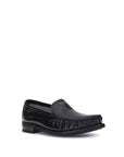 all black brushed leather loafers