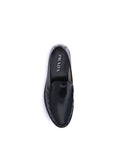all black brushed leather loafers