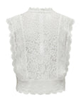 Only Lace Trim Sleeveless Crop Top - Cotton Blend