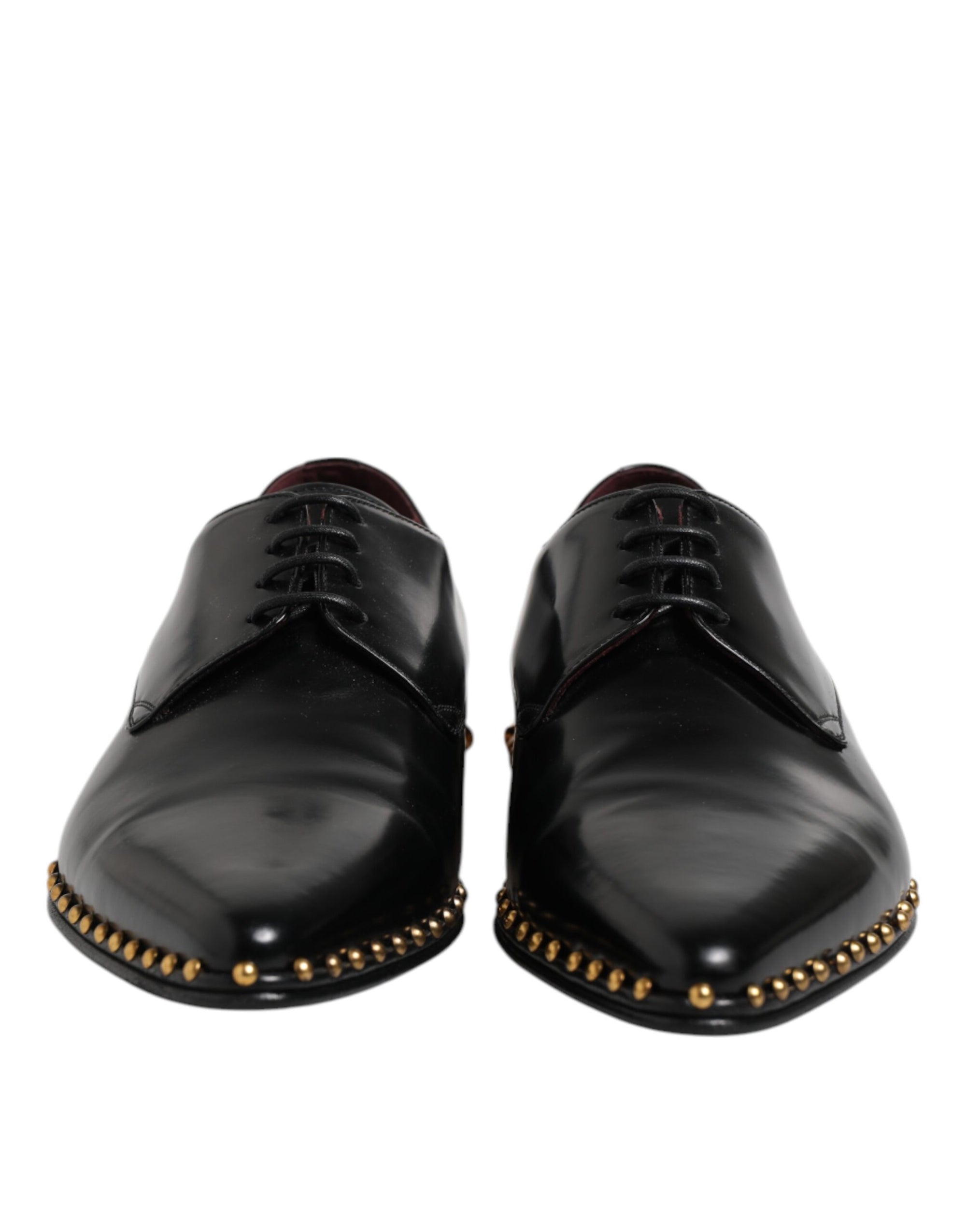 Dolce & Gabbana Black Leather Studded Derby Dress Shoes