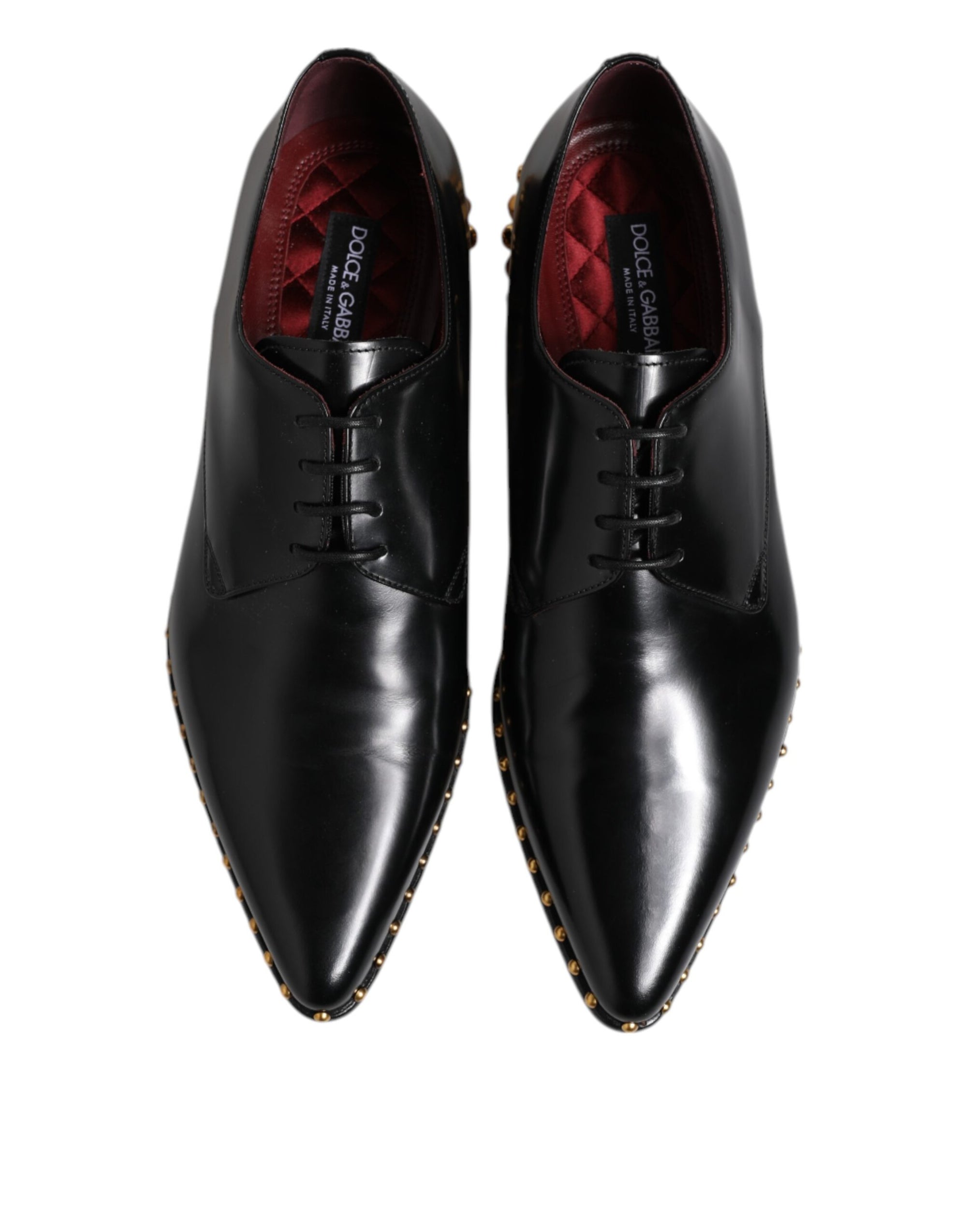 Dolce & Gabbana Black Leather Studded Derby Dress Shoes