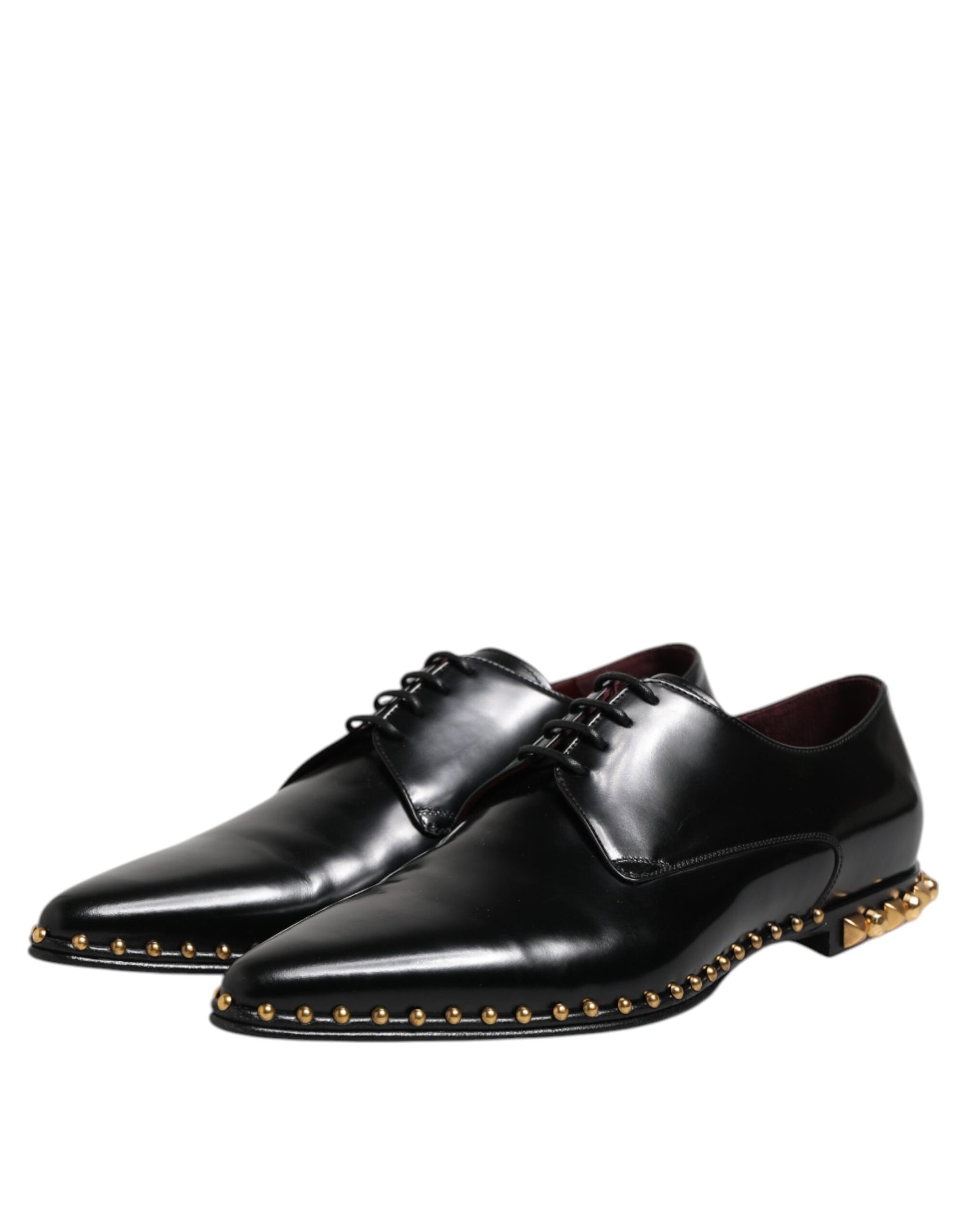 Dolce & Gabbana Black Leather Studded Derby Dress Shoes