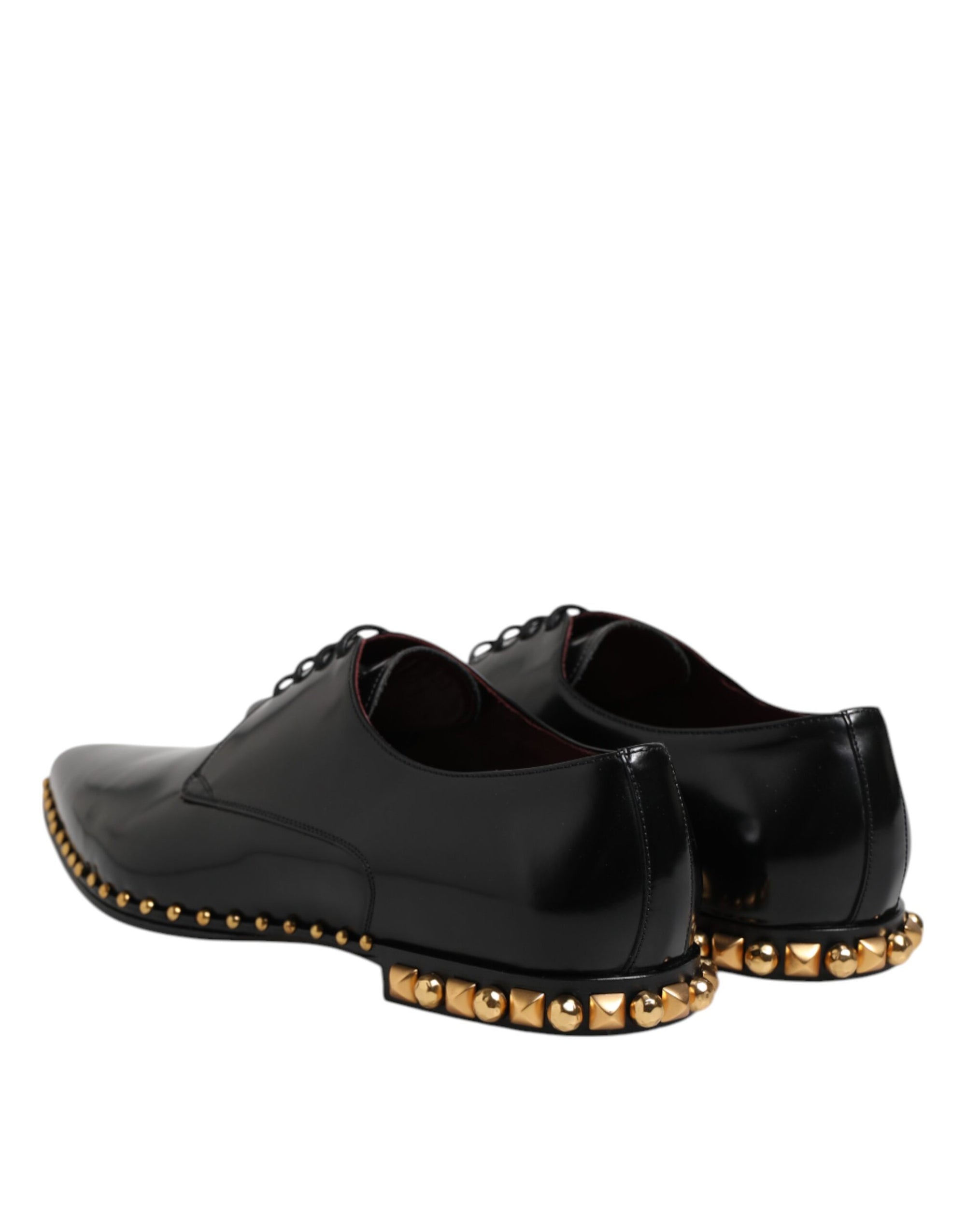 Dolce & Gabbana Black Leather Studded Derby Dress Shoes