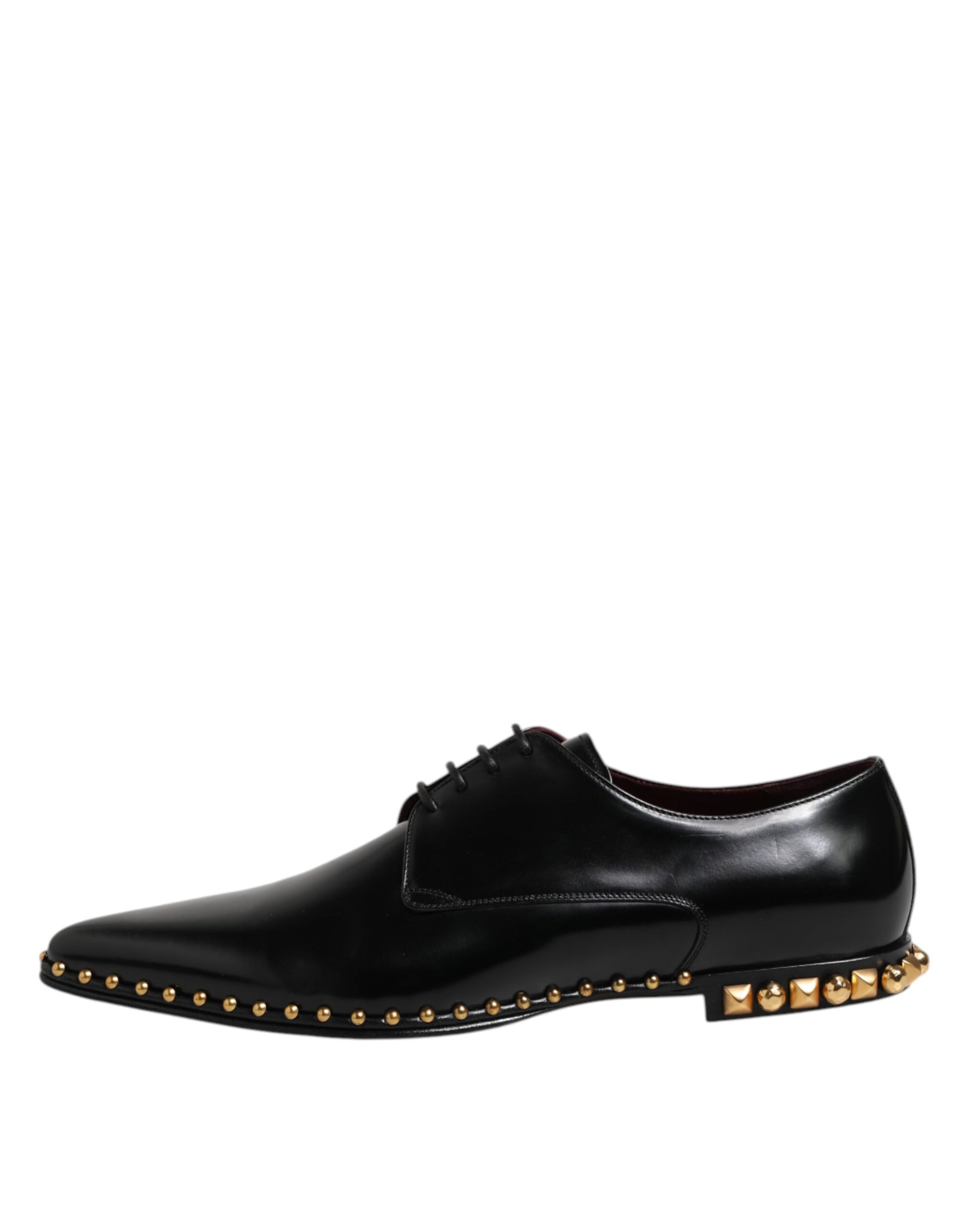 Dolce & Gabbana Black Leather Studded Derby Dress Shoes