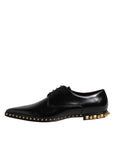 Dolce & Gabbana Black Leather Studded Derby Dress Shoes