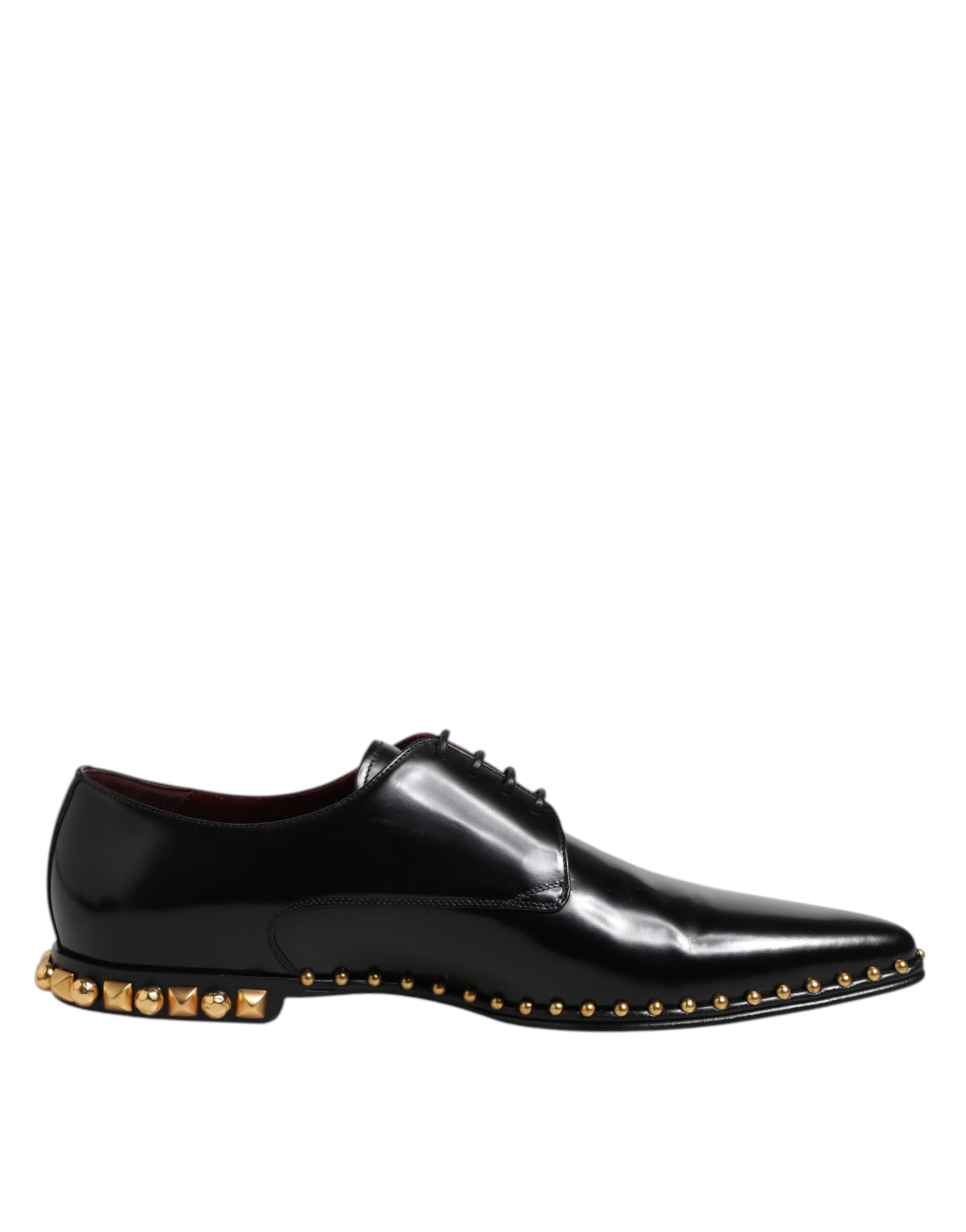 Dolce &amp; Gabbana Black Leather Studded Derby Dress Shoes
