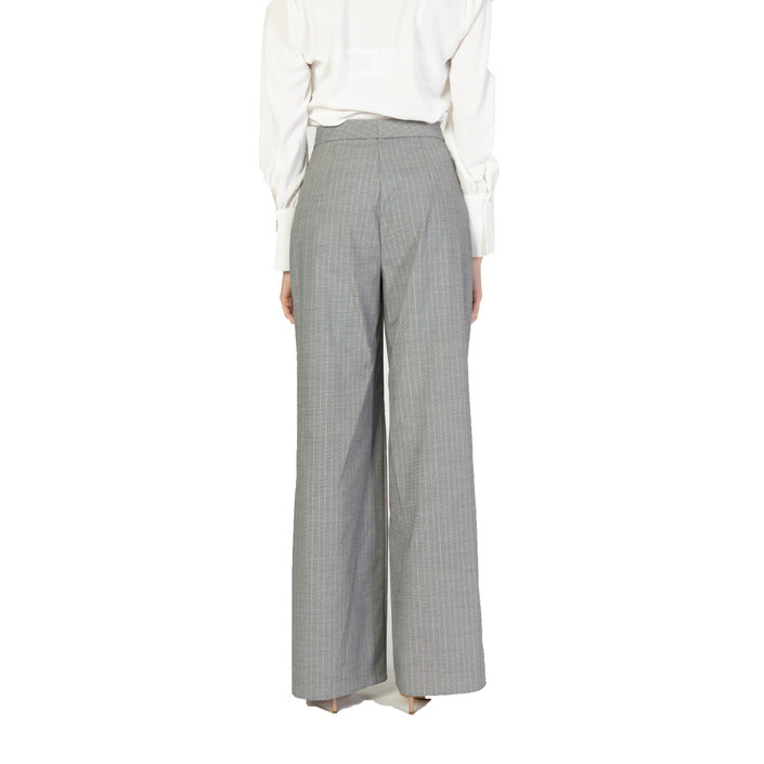 Rinascimento High Waist Grey Striped Wide Leg Suit Pants