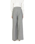 Rinascimento High Waist Grey Striped Wide Leg Suit Pants