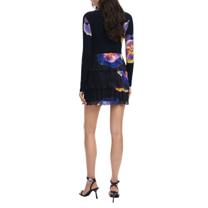 Desigual Floral Long Sleeve Tiered Mini Dress