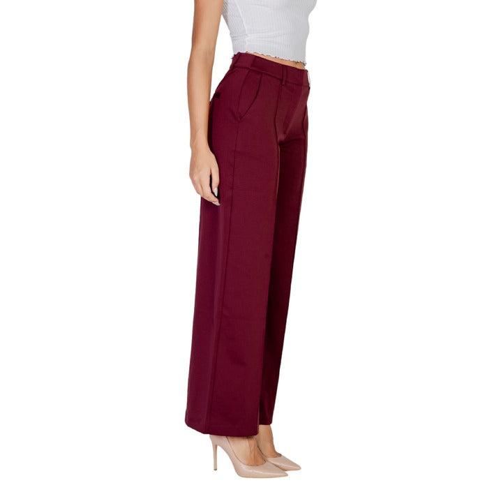 Ichi Wide Leg Fit Pants - Red Bordeaux 