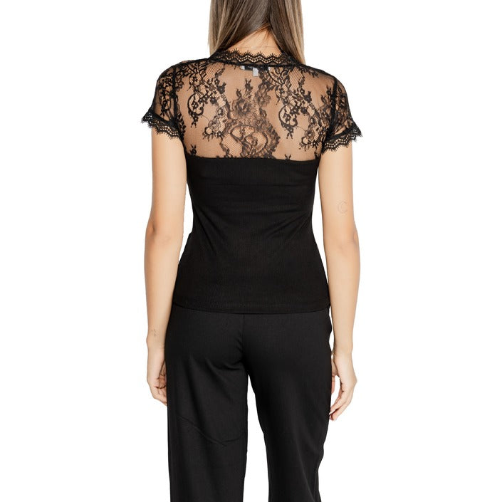 Morgan De Toi Black Lace Sleeve Top