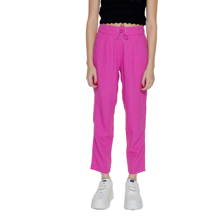 Only Pink Linen Straight Leg Ankle Length Pants