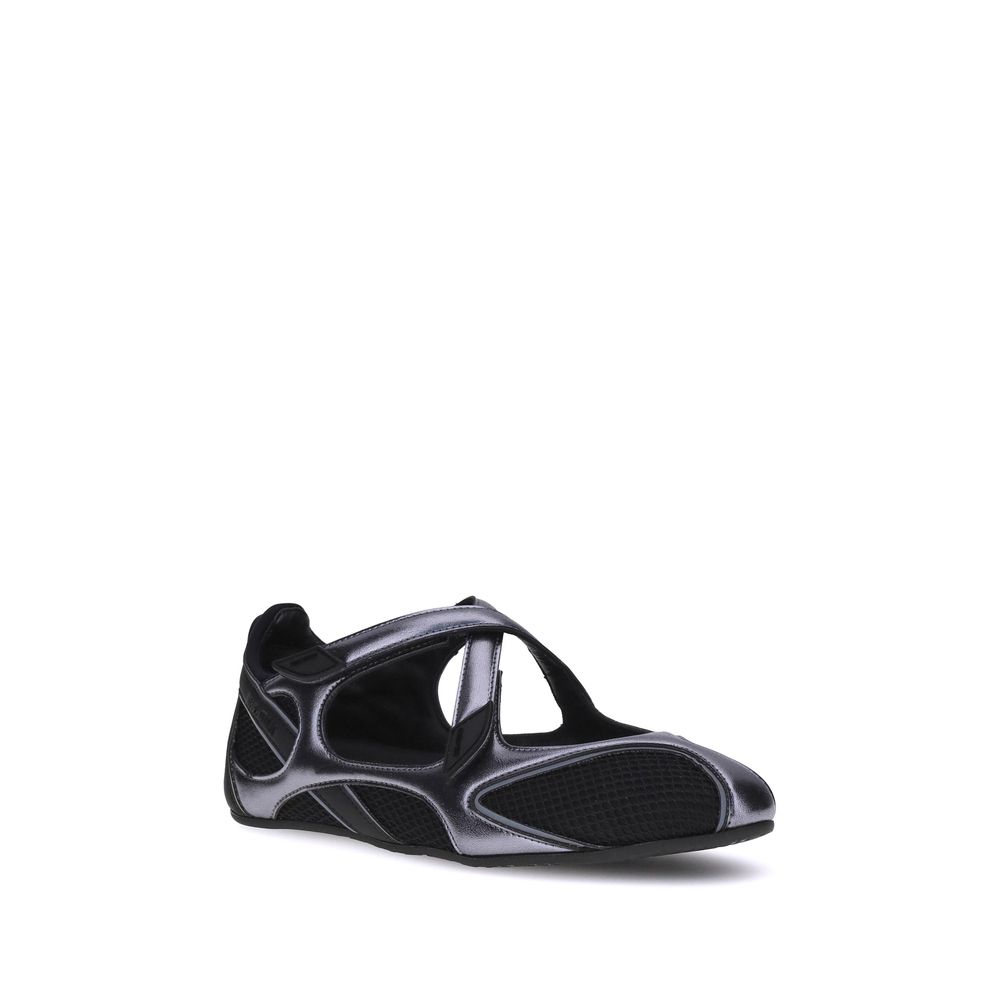 The Attico Nomad Ballerinas - Black & Silver