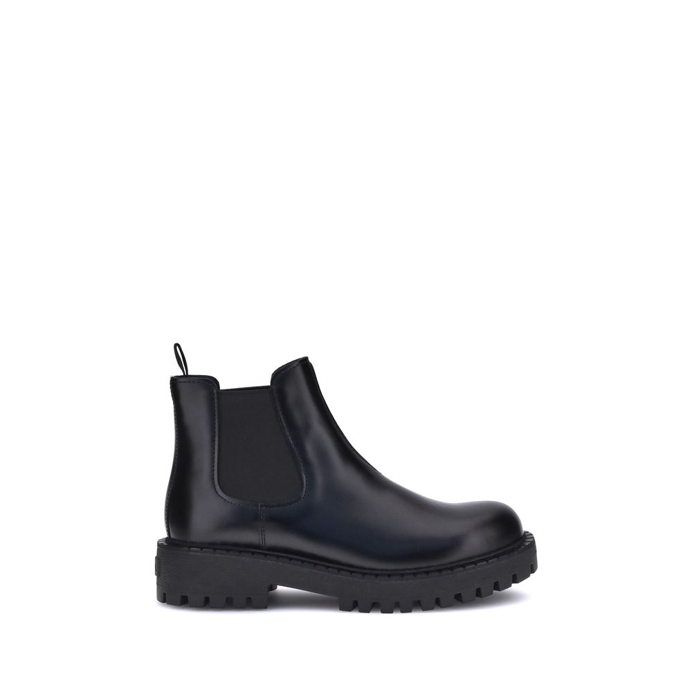 Prada Black Leather Chelsea Ankle Boots