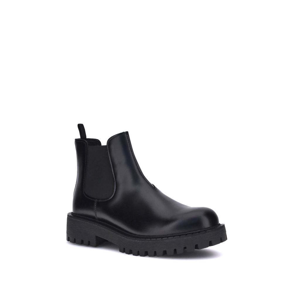 Prada Black Leather Chelsea Ankle Boots