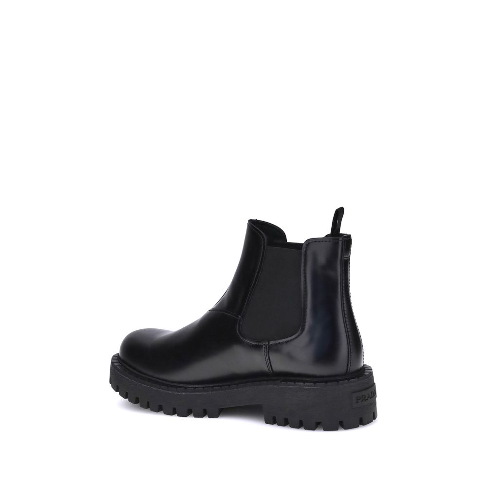 Prada Black Leather Chelsea Ankle Boots