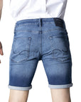 Jack & Jones Logo Medium Wash Distressed Denim Shorts