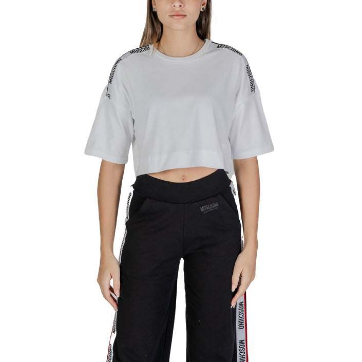 Moschino Logo Cotton Crewneck Cropped T-Shirt Sleepwear & Loungewear