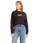 Levi`s Logo 100% Cotton Crewneck Sweatshirt - Black